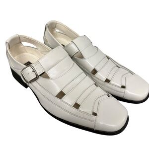 Milano Men’s Huarache Leather Sandals White Miami Vice Club Style Size 10.5